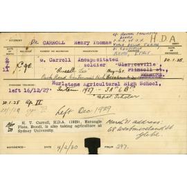 CARROLL, Henry Thomas (Hawkesbury Diploma of Agriculture (HDA))