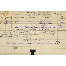 CARSE, George Murae Duncan (Hawkesbury Diploma in Dairy (HDD) (Honours Class I))