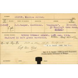 CASPER, Charles Alfred (Hawkesbury Diploma of Agriculture (HDA))