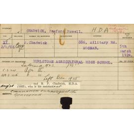 CHADWICK, Rexford Powell (Hawkesbury Diploma of Agriculture (HDA))