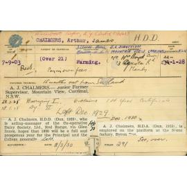 CHALMERS, Arthur James (Hawkesbury Diploma in Dairy (HDD) (Dux) (Honours Class I))