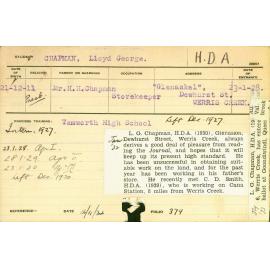 CHAPMAN, Lloyd George (Hawkesbury Diploma of Agriculture (HDA) (Honours Class II))