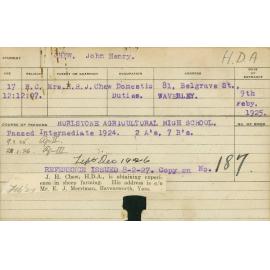 CHEW, John Henry (Hawkesbury Diploma of Agriculture (HDA))