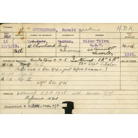 CHURCHWARD, Ronald Erskine (Hawkesbury Diploma of Agriculture (HDA) (Honours Class II))