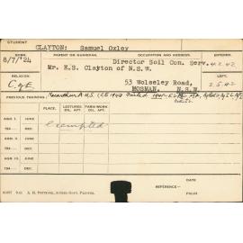 CLAYTON, Samuel Oxley (Hawkesbury Diploma of Agriculture (HDA))