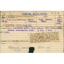 CLOTHIER, Arthur Lawson (Hawkesbury Diploma of Agriculture (HDA))
