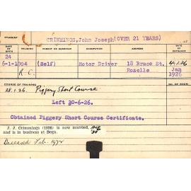 CRIMMINGS, John Joseph (Piggery Short Course)
