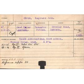 CROSS, Reginald John (Hawkesbury Diploma of Agriculture (HDA))