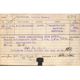 DAVENPORT, Leslie Gordon (Hawkesbury Diploma of Agriculture (HDA))