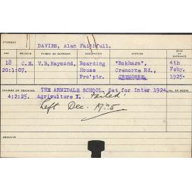 DAVIES, Alan Faithfull (Hawkesbury Diploma of Agriculture (HDA))