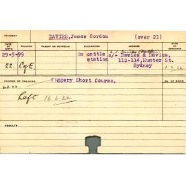 DAVIES, James Gordon (Short Course - Piggery)