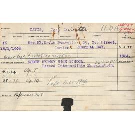 DAVIS, John Deloitte (Hawkesbury Diploma of Agriculture (HDA))