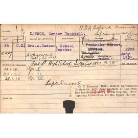 DAWSON, Gordon Tweddell (Hawkesbury Diploma of Agriculture (HDA))