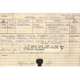 DEFRIES, Charles Herbert (Hawkesbury Diploma of Agriculture (HDA))