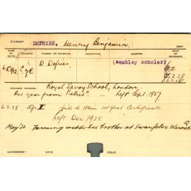 DEFRIES, Henry Benjamin (Hawkesbury Diploma of Agriculture (HDA))