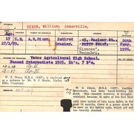 DIXON, William Somerville (Hawkesbury Diploma of Agriculture (HDA))