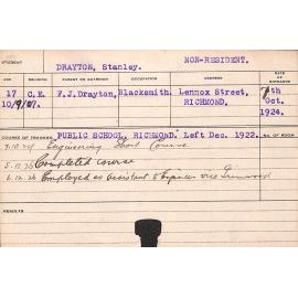 DRAYTON, Stanley (Short Course - Engineering)