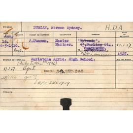 DUNCAN, Norman Sydney (Hawkesbury Diploma of Agriculture (HDA))