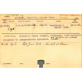 DUNSTON, Maurice Arthur Gray (Course Not Identified)