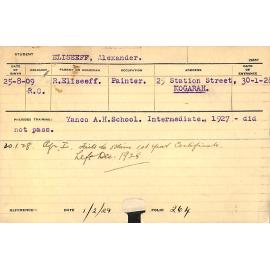 ELISEEFF, Alexander (Hawkesbury Diploma of Agriculture (HDA) (First Year Certificate))