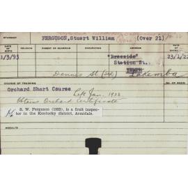 FERGUSON, Stuart William (Short Course - Orchard & Poultry)