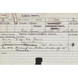 FIRMAN, Hewett (Hawkesbury Diploma of Agriculture (HDA))