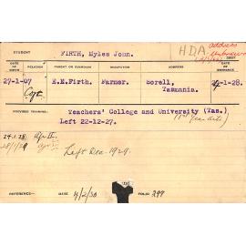 FIRTH, Myles John (Hawkesbury Diploma of Agriculture (HDA))