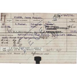 FISHER, James Russell (Hawkesbury Diploma of Agriculture (HDA) (Honours))