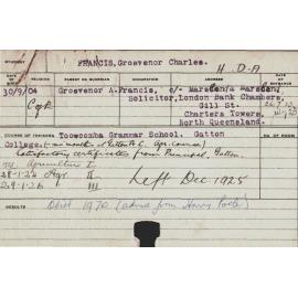 FRANCIS, Grosvenor Charles (Hawkesbury Diploma of Agriculture (HDA))