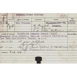FREEMAN, Frank William (Hawkesbury Diploma of Agriculture (HDA))