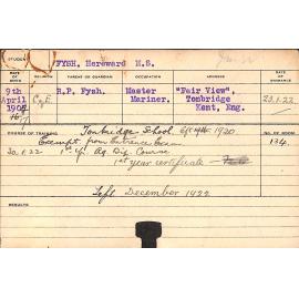 FYSH, Hereward MS (Hawkesbury Diploma of Agriculture (HDA) (First Year Certificate))