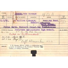 GEORGE, John Ritchie (Hawkesbury Diploma of Agriculture (HDA))