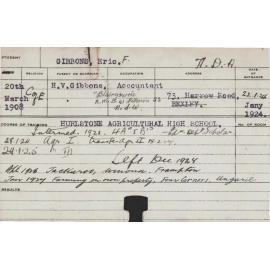 GIBBONS, Eric F (Hawkesbury Diploma of Agriculture (HDA))