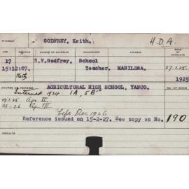 GODFREY, Keith (Hawkesbury Diploma of Agriculture (HDA))