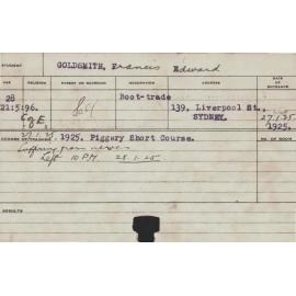 GOLDSMITH, Francis Edward (Special course - Piggery)