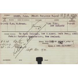 GREEN, John (Hawkesbury Diploma of Agriculture (HDA)/ Hawkesbury Diploma in Dairy)