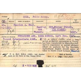 HALL, Felix Autry (Hawkesbury Diploma of Agriculture (HDA))