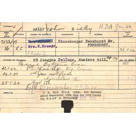 HALL, John Ridley (Hawkesbury Diploma of Agriculture (HDA))