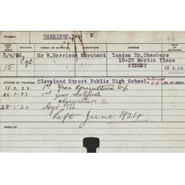 HARRISON, Ivo (Hawkesbury Diploma of Agriculture (HDA))