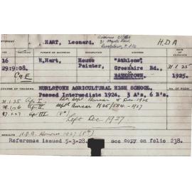 HART, Leonard (Hawkesbury Diploma of Agriculture (HDA))