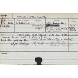 HARTLEY, Cyril Albert (Hawkesbury Diploma of Agriculture (HDA))