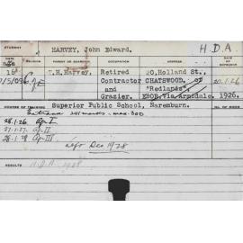 HARVEY, John Edward (Hawkesbury Diploma of Agriculture (HDA))