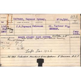 HAYWARD, Raymond (Hawkesbury Diploma of Agriculture (HDA))