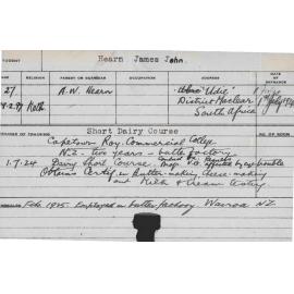 HEARN, James John (Short course - Dairy)