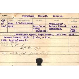 HENDERSON, Kenneth Malcolm (Hawkesbury Diploma of Agriculture (HDA))