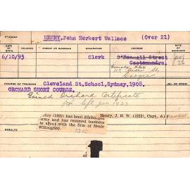 HENRY, John Herbert Wallace (Orchard Certificate)