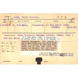 HILL, Peter Proctor (Hawkesbury Diploma of Agriculture (HDA))