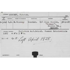 HINCHEY, Patrick (Hawkesbury Diploma of Agriculture (HDA))