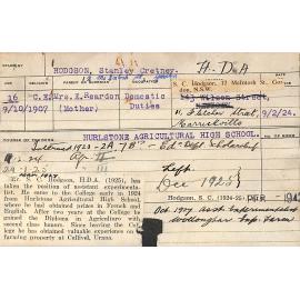 HODGSON, Stanley Cretney (Hawkesbury Diploma of Agriculture (HDA))