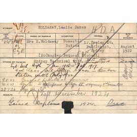 HOLDAWAY, Leslie James (Hawkesbury Diploma of Agriculture (HDA))